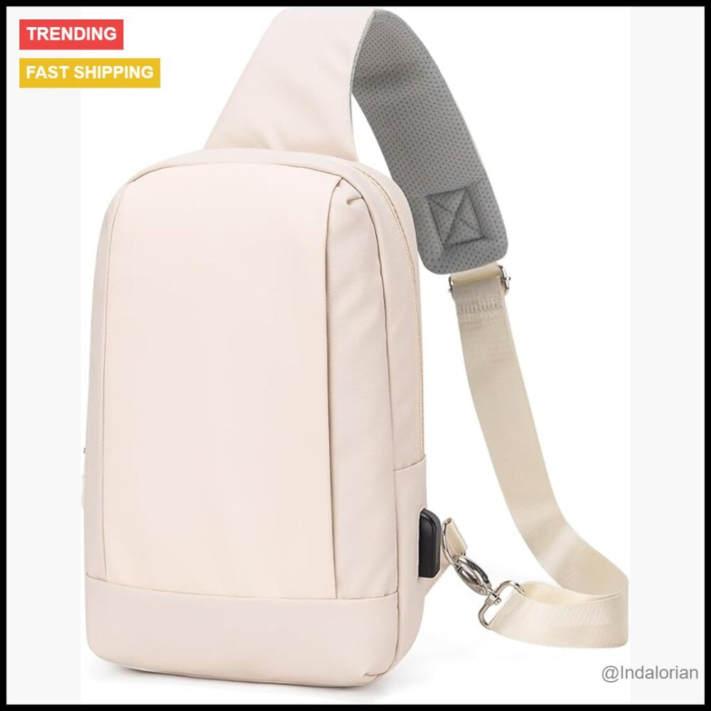 Unisex Sling Messenger Bag With Usb Charging Port Compact Crossbody Backpack